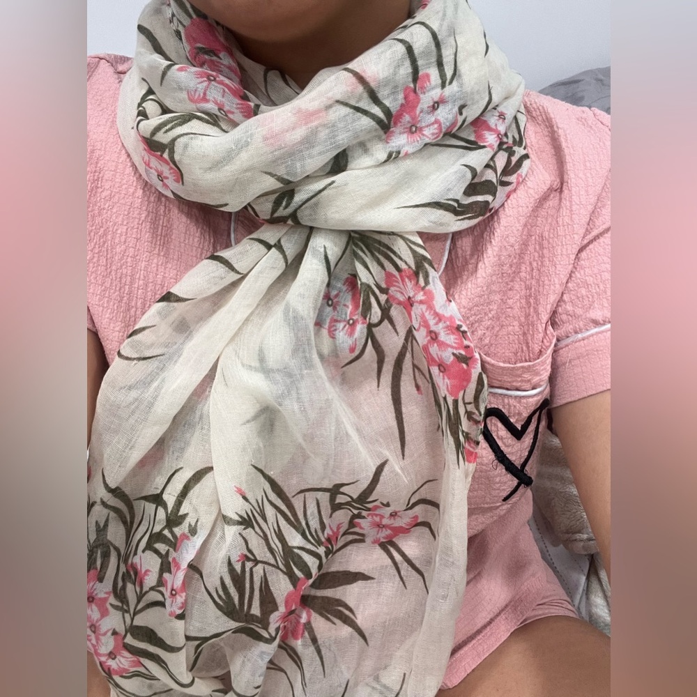 Floral Pink and Cream Scarf